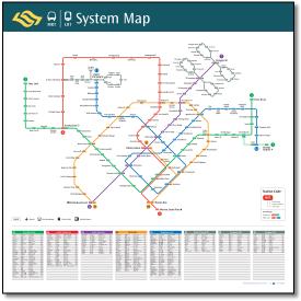 Singapore MRT & LRT train / rail map